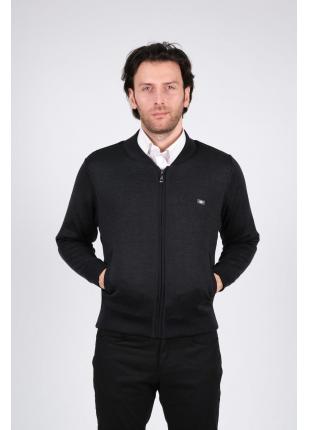 Çizgi Triko Erkek Polo Yaka Astarlı Triko Mont Fermuarlı Desenli - Lacivert