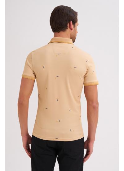 Çizgi Triko Erkek Slim Fit Polo Yaka Tişört Desenli Kolu Lastikli - BAL