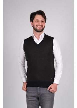 Çizgi Triko Erkek V Yaka Triko Süveter Renk Geçişli Kışlık Dokuma - Lacivert