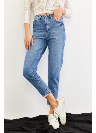 Kadın Mavi Yüksek Bel Mom Jeans