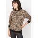 Kadın Siyah Leopar Desenli Sweatshirt